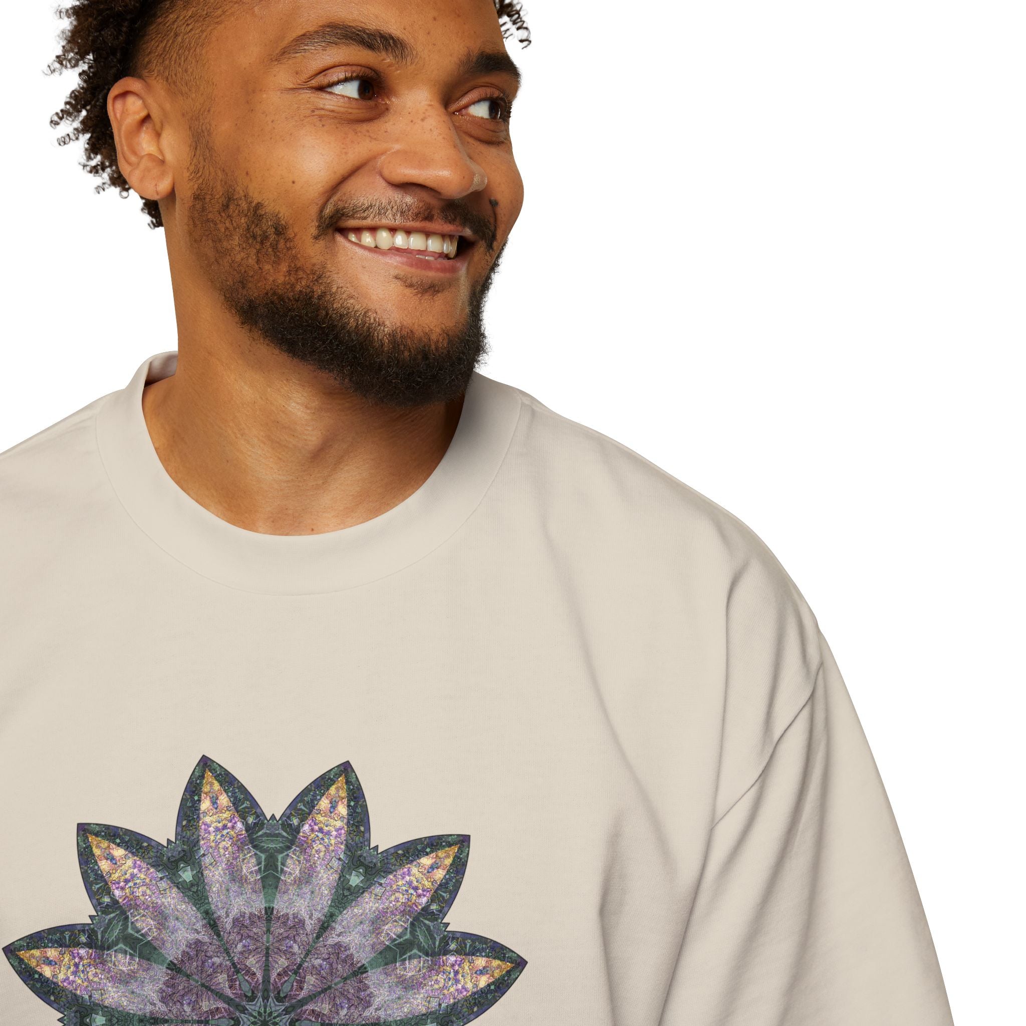 Men's Heavy Oversized Tee - Love Light Mandalas No.21