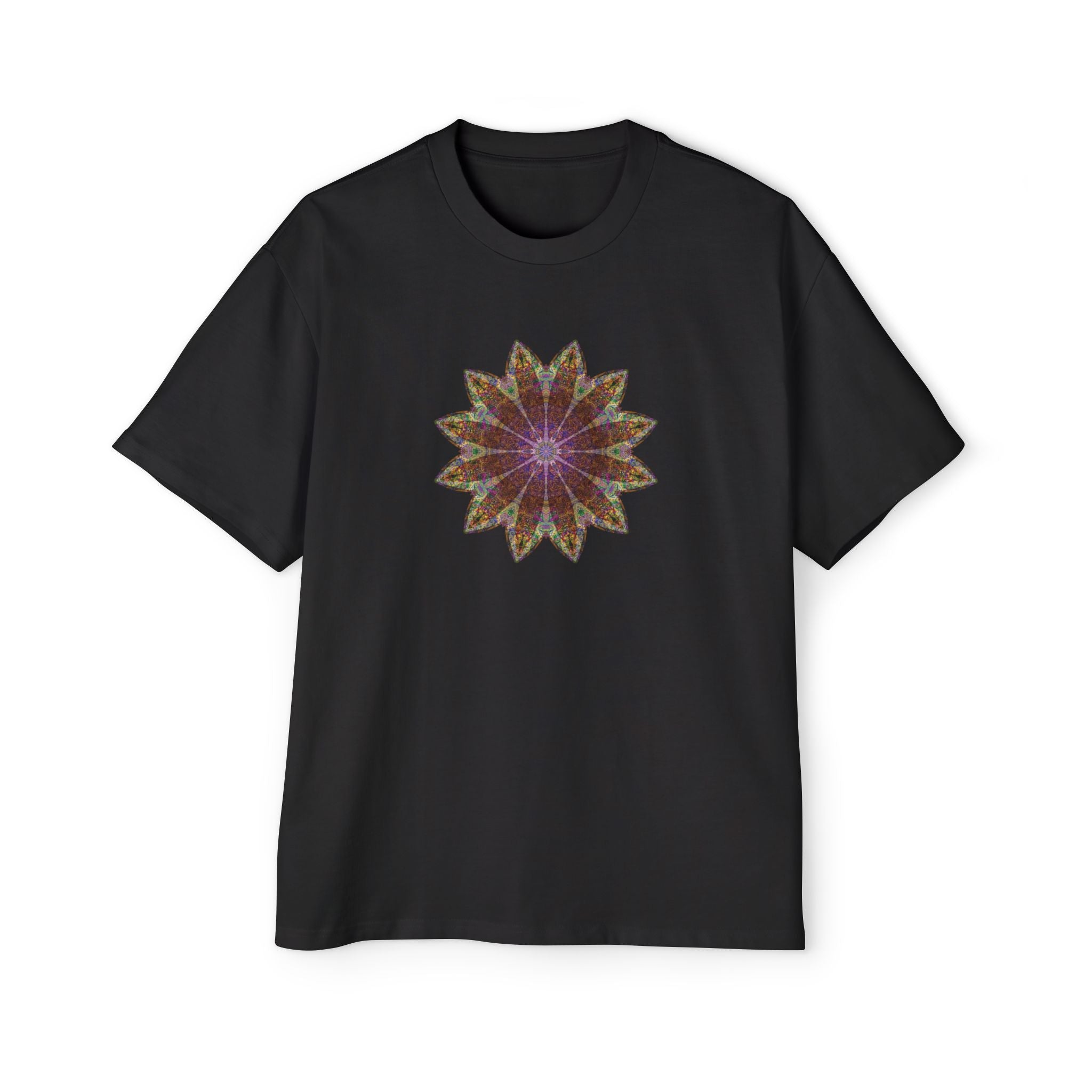 Men's Heavy Oversized Tee - Love Light Mandalas No.13