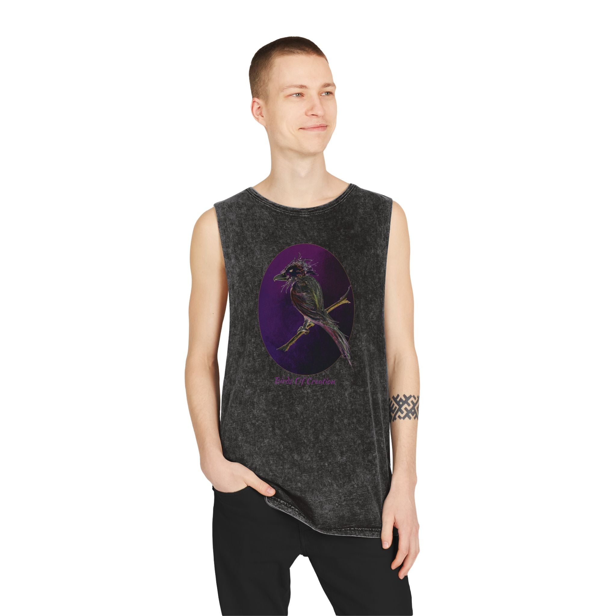 Unisex Stonewash Tank Top - Birds Of Creation No.1a