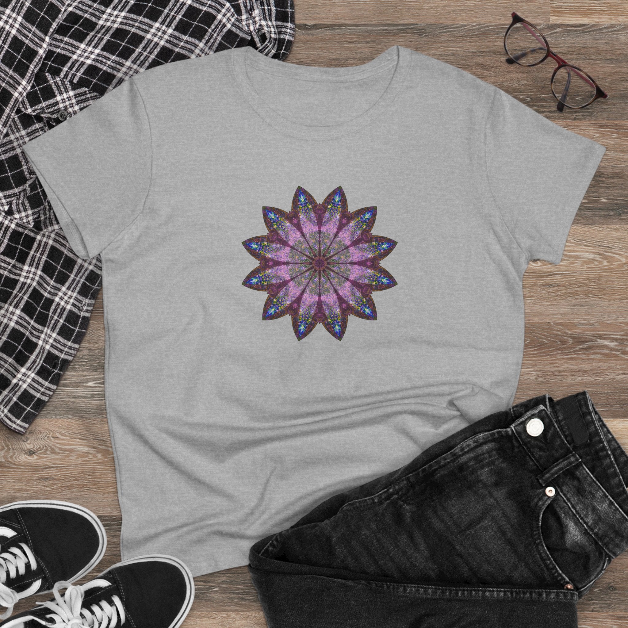 Women's Midweight Cotton Tee - Love Light Mandalas No.19