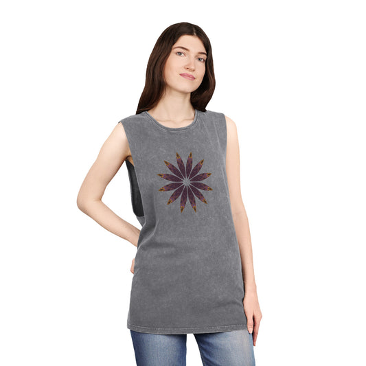 Unisex Stonewash Tank Top - Love Light Mandalas No.2