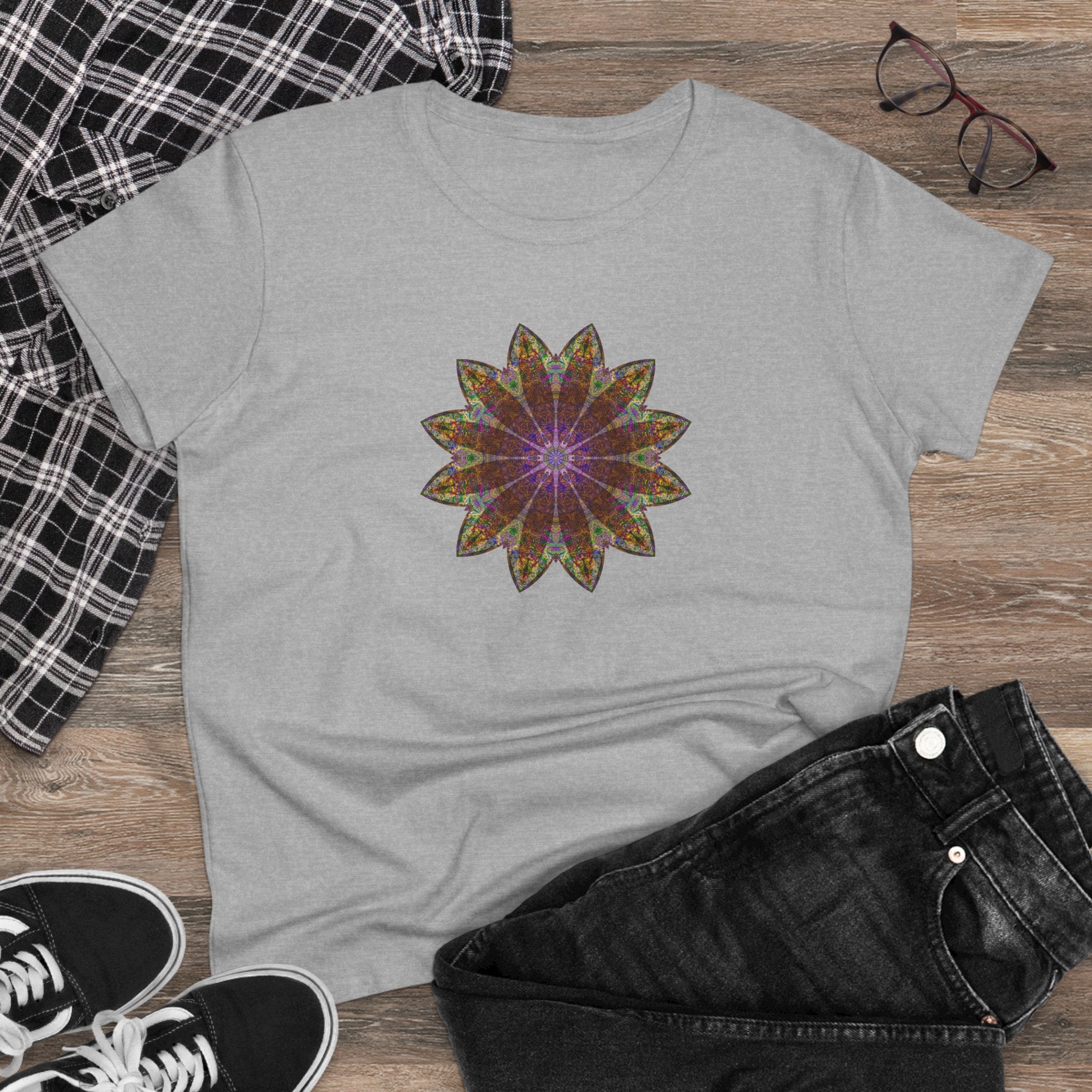 Women's Midweight Cotton Tee - Love Light Mandalas No.13