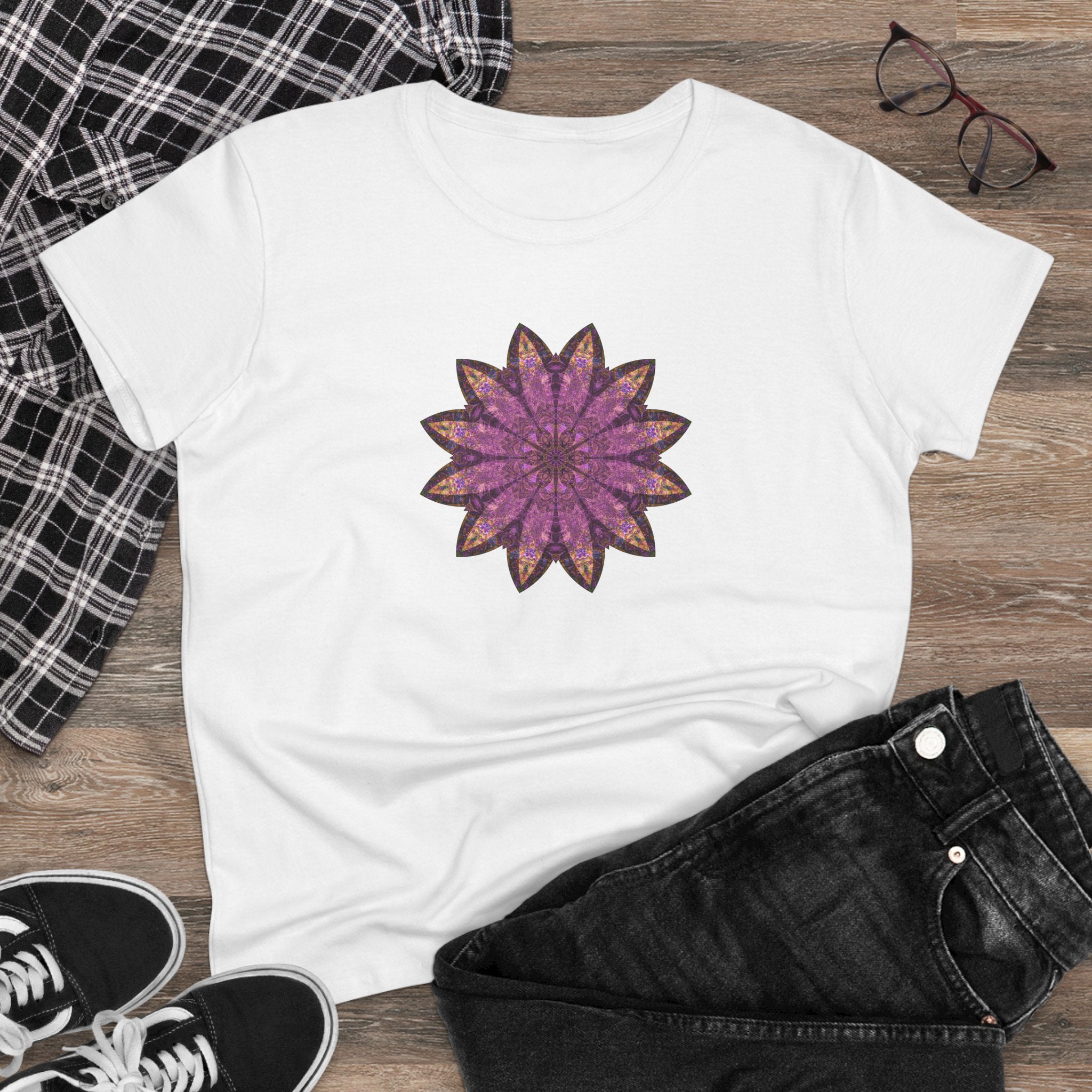 Women's Midweight Cotton Tee - Love Light Mandalas No.16
