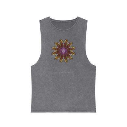 Unisex Stonewash Tank Top - Love Light Mandalas No.13