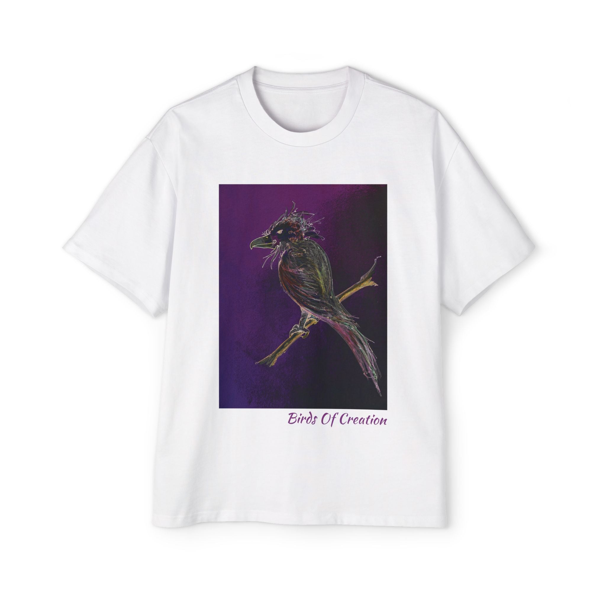 Men's Heavy Oversized Tee - Birds Of Creation No.1