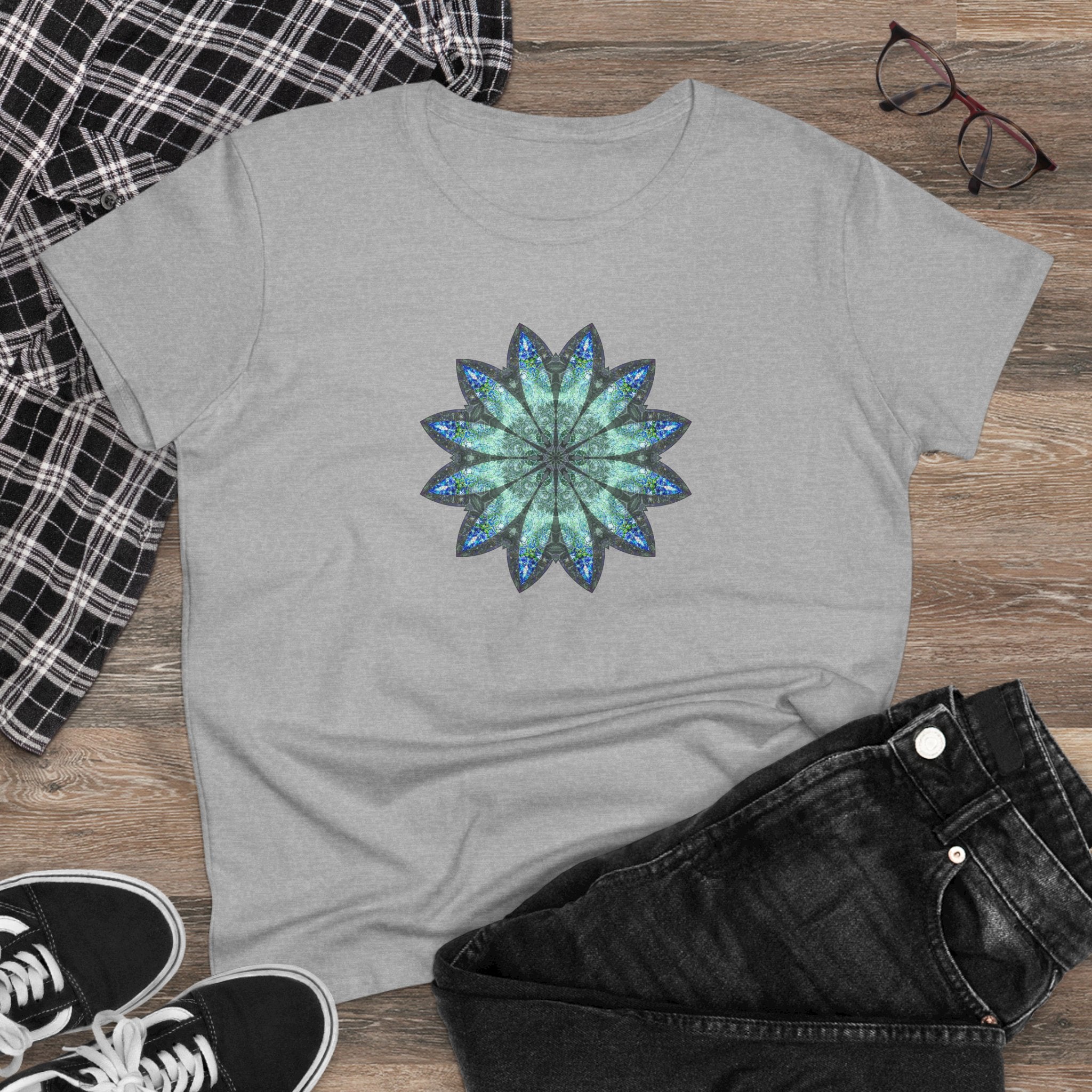 Women's Midweight Cotton Tee - Love Light Mandalas No.20