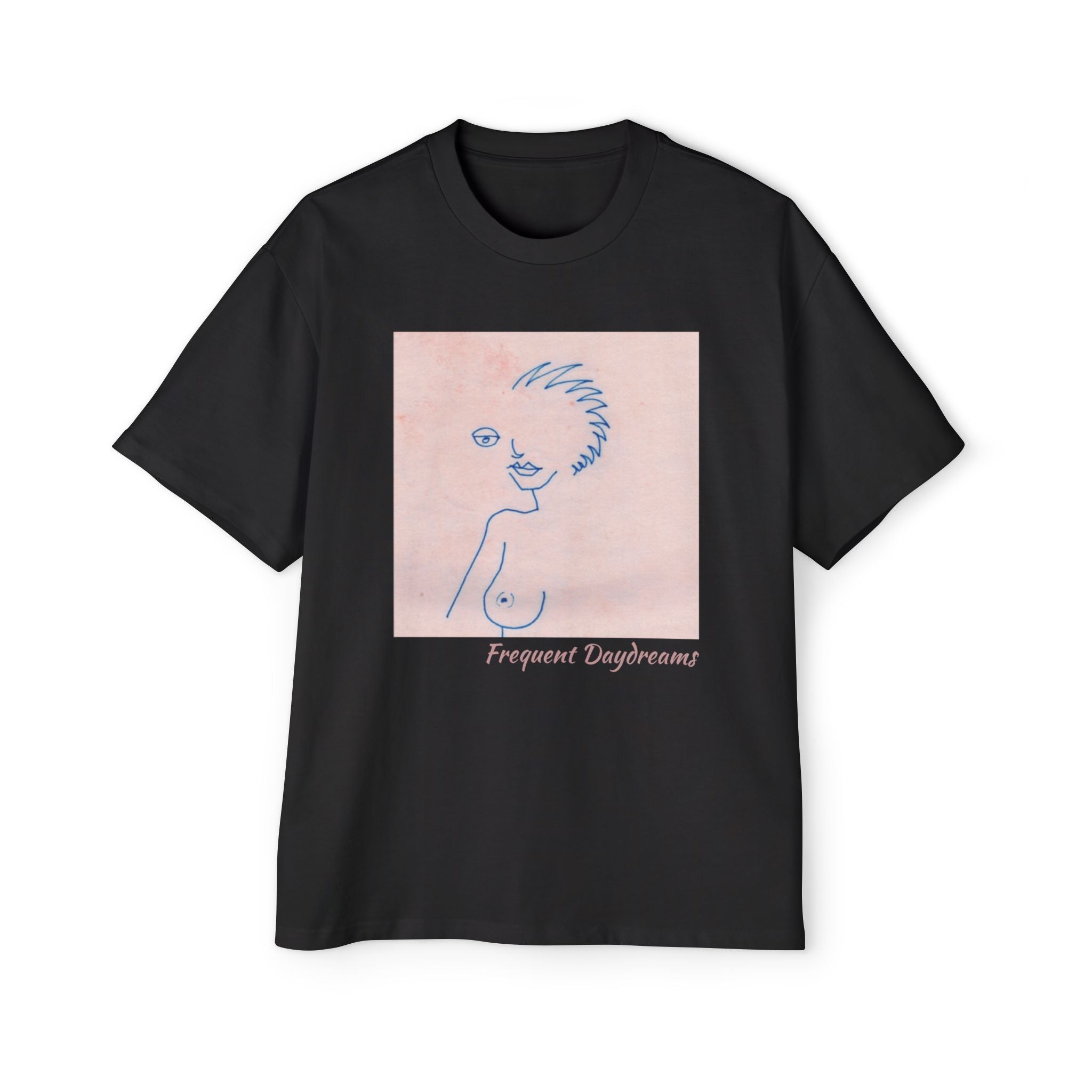 Men's Heavy Oversized Tee - Frequent Daydreams Sketch No.46