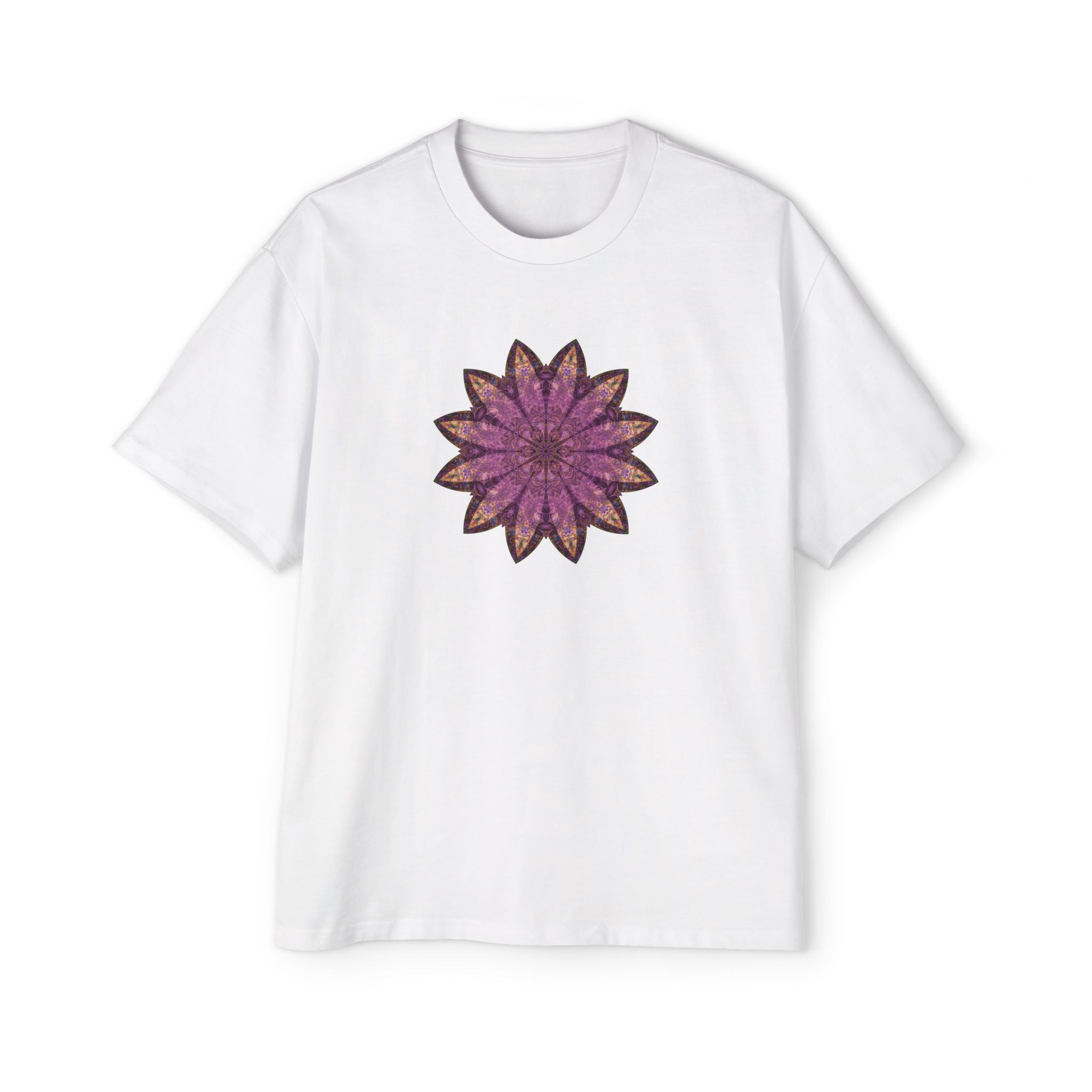 Men's Heavy Oversized Tee - Love Light Mandalas No.16