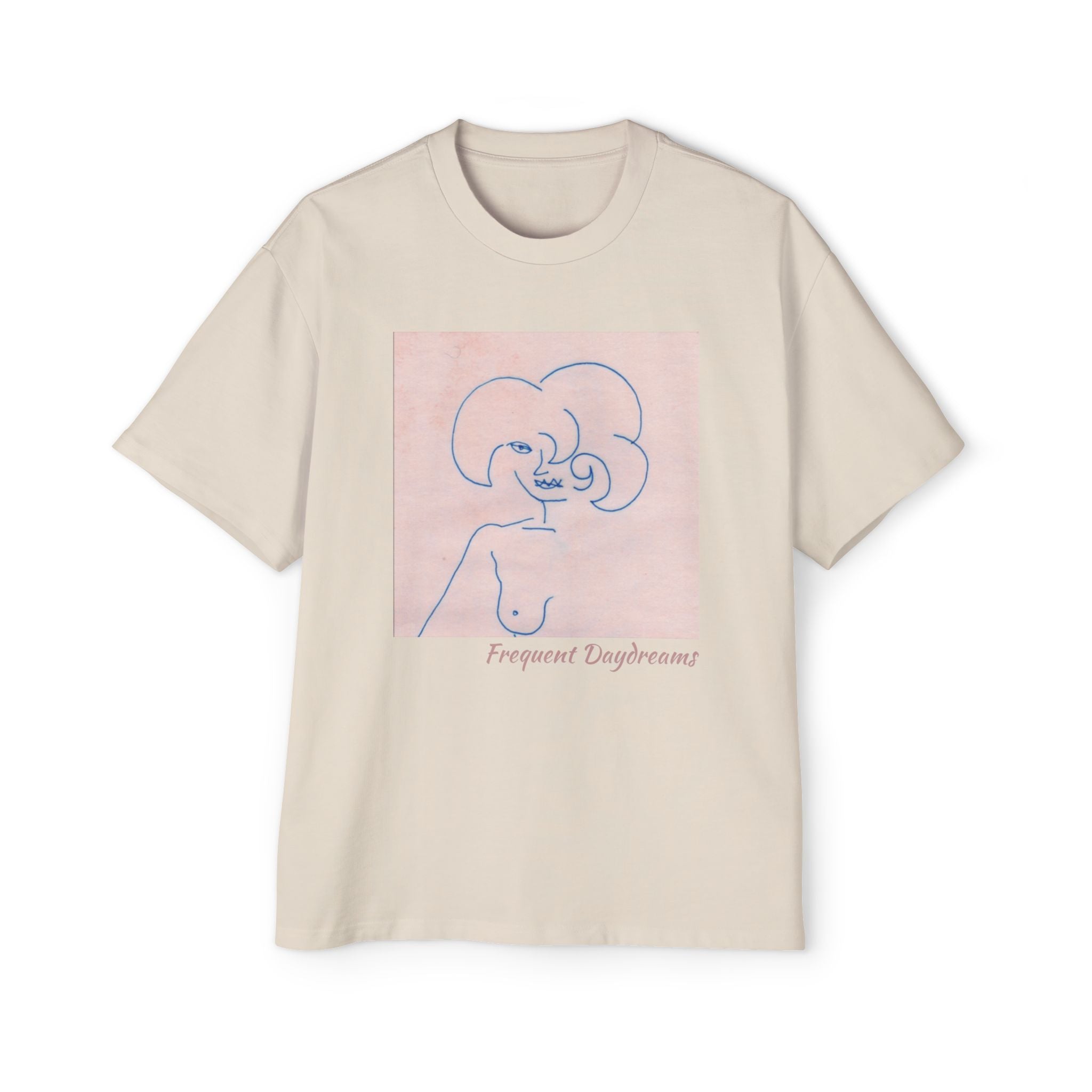 Men's Heavy Oversized Tee - Frequent Daydreams Sketch No.45