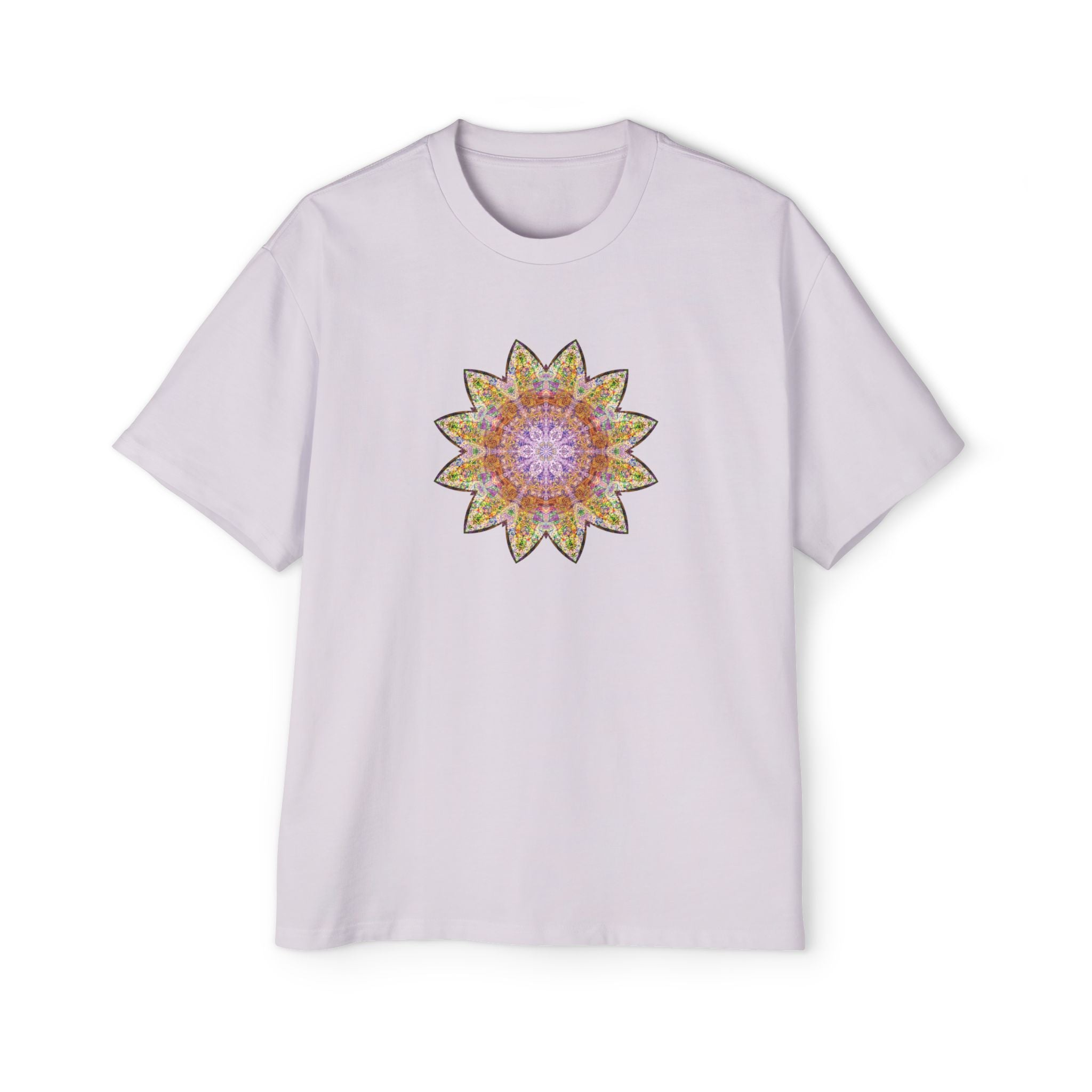 Men's Heavy Oversized Tee - Love Light Mandalas No.14