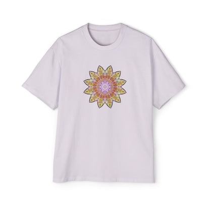 Men's Heavy Oversized Tee - Love Light Mandalas No.14