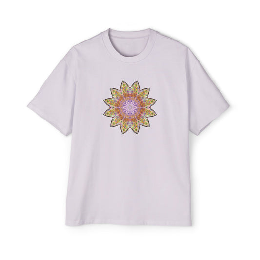 Men's Heavy Oversized Tee - Love Light Mandalas No.14