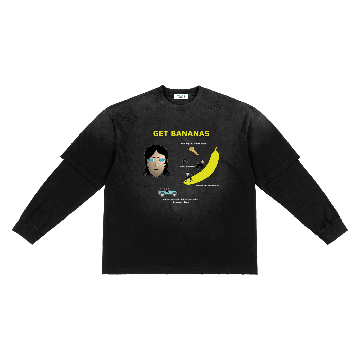 Sunfade Hand-Frayed Faux Two-Piece T-Shirt - Get Bananas